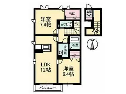 シャーメゾンAJI(2LDK/2階)の間取り写真
