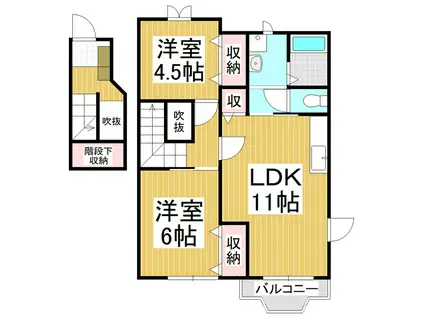 陽光ハイツ北(2LDK/2階)の間取り写真