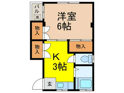 メゾン松ヶ丘(1K/2階)の間取り写真