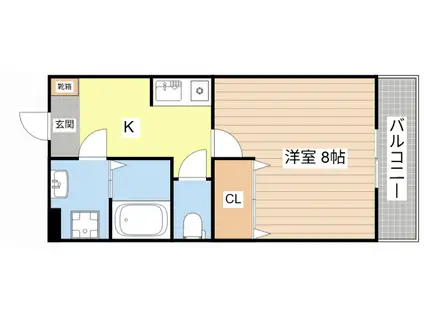 コスモハイツ愛知川B棟(1K/1階)の間取り写真