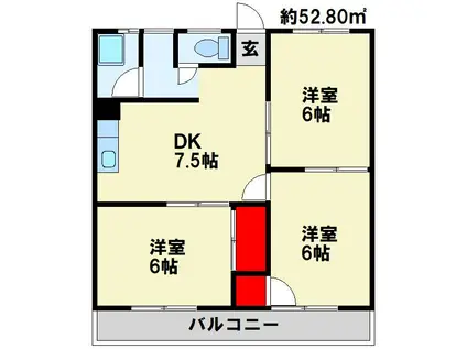 セントラルコーポ大西(3DK/3階)の間取り写真