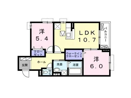 ベルベール(2LDK/1階)の間取り写真