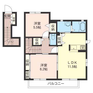 フォレストマスターズA(2LDK/2階)の間取り写真