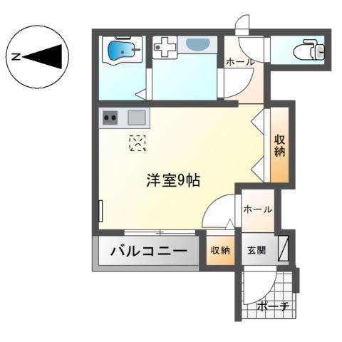カーサ ビアンカ(ワンルーム/1階)の間取り写真