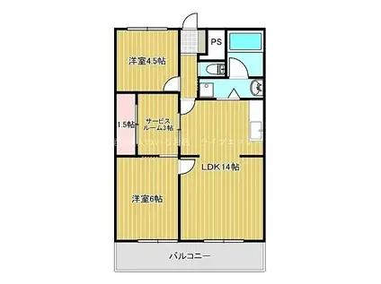 カワイマンションII(2SLDK/1階)の間取り写真