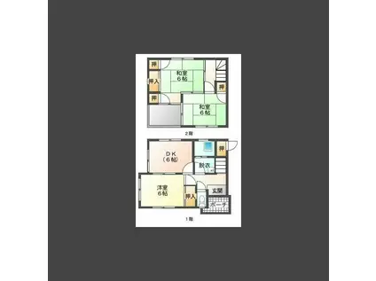 ＪＲ山陽本線 東福山駅 徒歩24分 2階建 築41年(3DK/1階)の間取り写真