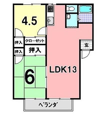 ルクスエテルナ秋津 A棟(2LDK/2階)の間取り写真