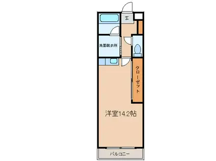 ライトメロウ(1K/2階)の間取り写真