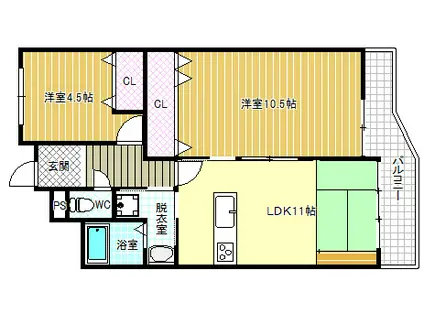 ベルドール藤井寺(2LDK/5階)の間取り写真
