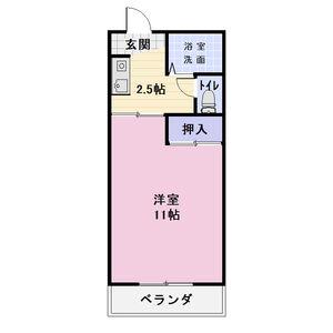 エブリワン西棟(1K/2階)の間取り写真