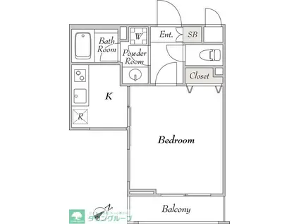 ミリアレジデンス桜新町(1K/2階)の間取り写真