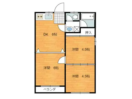 Kコーポ(3DK/1階)の間取り写真