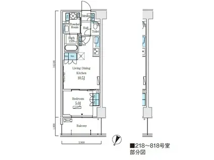 ロイヤルパークス赤羽ノース(1LDK/5階)の間取り写真