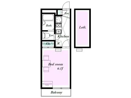 レオパレス麻生川(1K/3階)の間取り写真