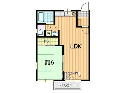 メルローズ(1LDK/2階)の間取り写真
