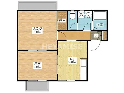 プレジール蔭平(2DK/2階)の間取り写真