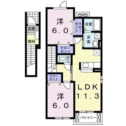 グレイスKB(2LDK/2階)の間取り写真