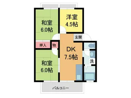 ハイツ椿園II(3DK/1階)の間取り写真