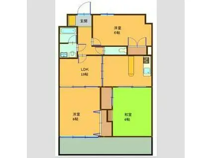 コンフォトゥールII(3LDK/1階)の間取り写真