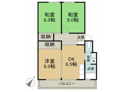 シャトー巌(3DK/2階)の間取り写真