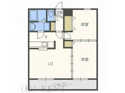 シャトー山の手(2LDK/3階)の間取り写真