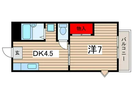 神明マンション(1DK/1階)の間取り写真