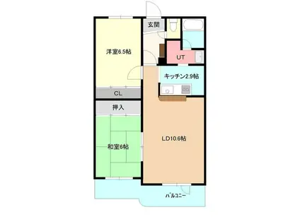 グランコート上野幌(2LDK/2階)の間取り写真