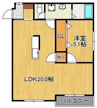 小西ビル(1LDK/3階)の間取り写真