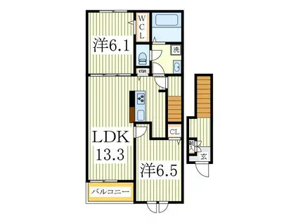 ル・リアン(2LDK/2階)の間取り写真