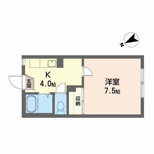 ユーロ・ハイツ名須川A(1K/1階)の間取り写真