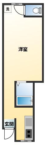 岡ハイツ(1K/1階)の間取り写真
