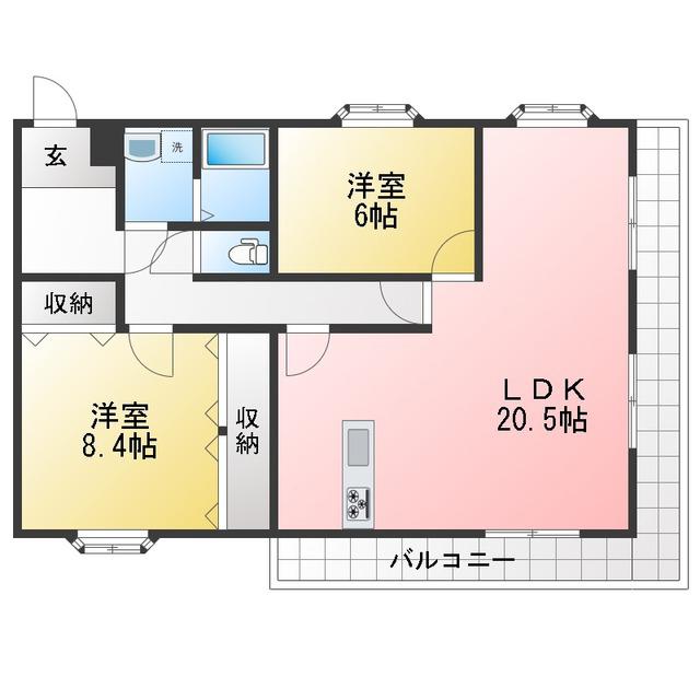ロイヤルヒルズ(2LDK/3階)の間取り写真