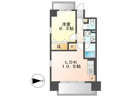 ファインコート(1LDK/8階)の間取り写真