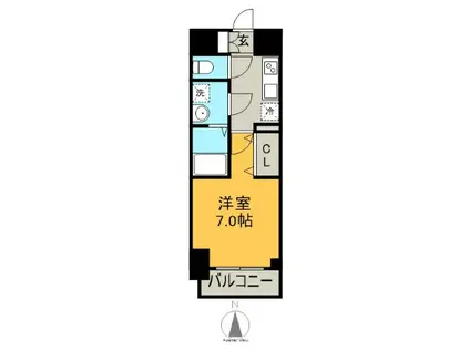 S-RESIDENCE名駅ノースII(1K/3階)の間取り写真