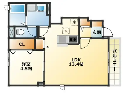 ピュアメゾン(1LDK/1階)の間取り写真