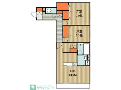 MAISON DE BONHEUR(2LDK/2階)の間取り写真