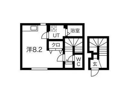 ドミール幸(ワンルーム/2階)の間取り写真