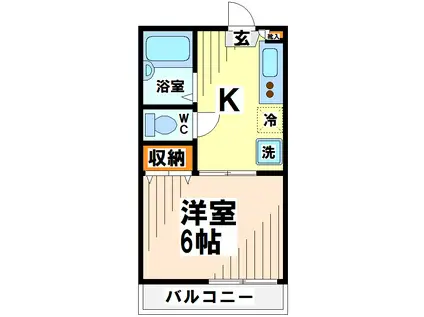 アイビーハイツC棟(1K/1階)の間取り写真