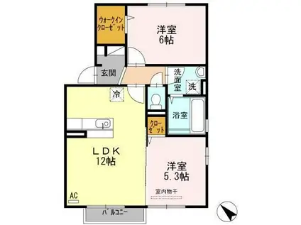 ウィットエブリA(2LDK/2階)の間取り写真