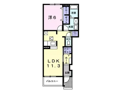 フローラルハイツII(1LDK/1階)の間取り写真