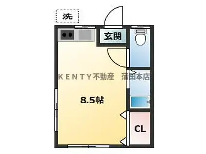 ファミールI(ワンルーム/1階)の間取り写真