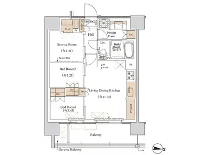 ブランシエスタ木場(2SLDK/7階)の間取り写真