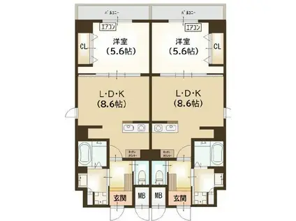 協栄ビル(1LDK/5階)の間取り写真