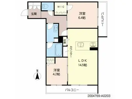 シャーメゾンARISTIO(2LDK/2階)の間取り写真