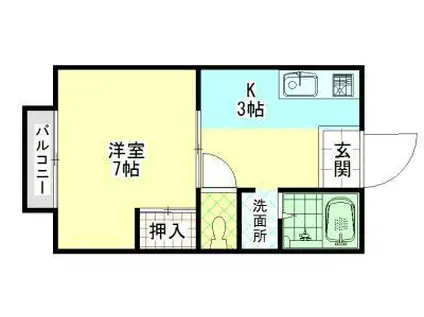 サンライズホワイトA(1K/2階)の間取り写真