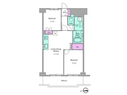 チェスターハウス川口(2LDK/3階)の間取り写真