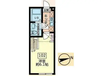 リーフィア(1K/1階)の間取り写真