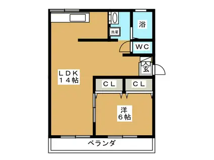 アジュール堀江(1LDK/2階)の間取り写真
