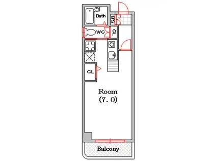 ミ・カーサ・サノ(ワンルーム/2階)の間取り写真