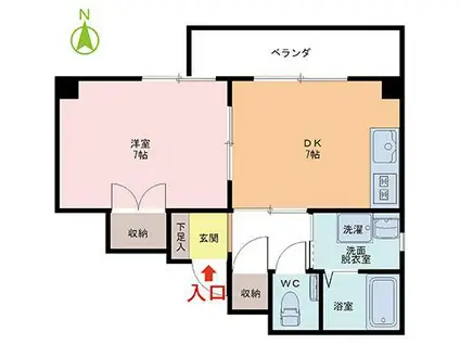 レイクランド春山(1DK/4階)の間取り写真